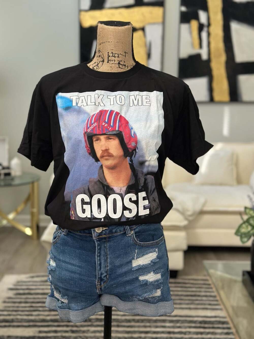 Top Gun Talk To Me Goose Graphic T-Shirt Black Size M